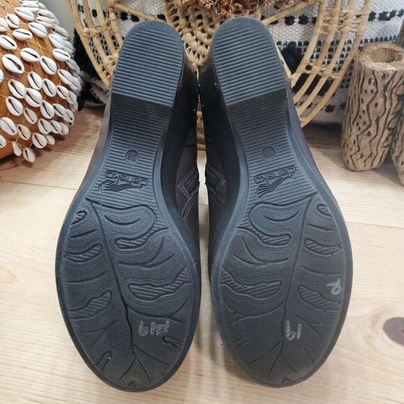 Dansko Faith Stud Wedge Ankle Boots Womens 7.5-8/38 Leather Brown Gore Comfort - Picture 11 of 16